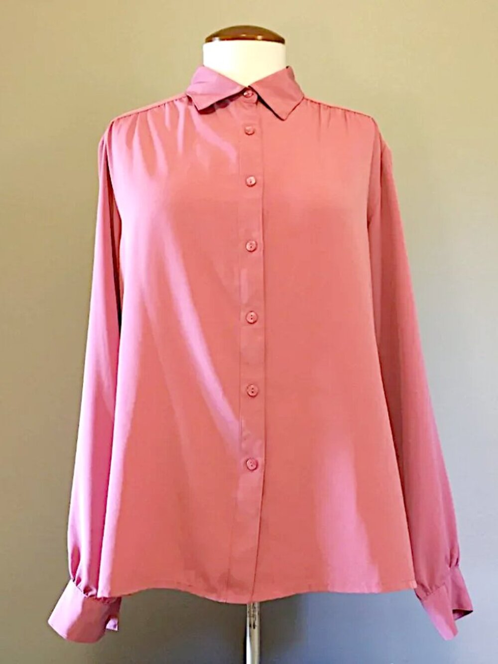 Outline K-Fashion Acubi Pink Slinky Pleated Shirt Office Siren - 14
